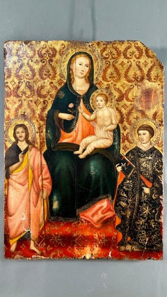 Peinture italienne expertisée du XIVe siècle avec fond d'or sur panneau