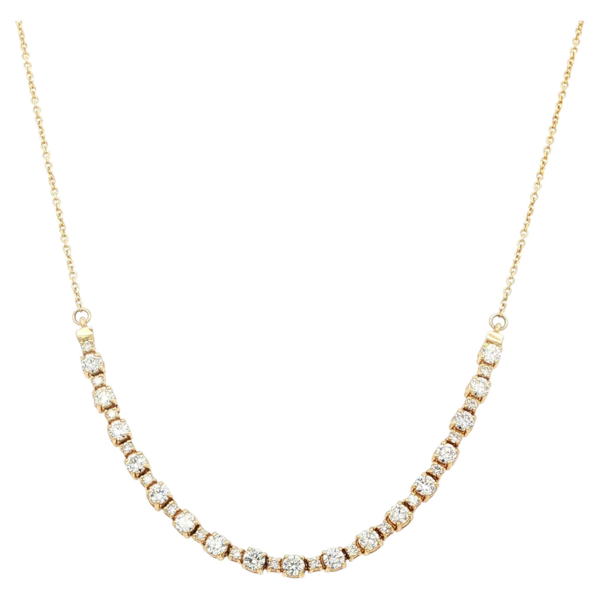 Collana Smile con diamanti da 1,38 carati in oro giallo 14K in vendita