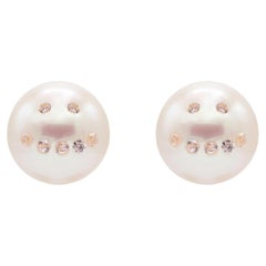 Smile face pearl ear studs