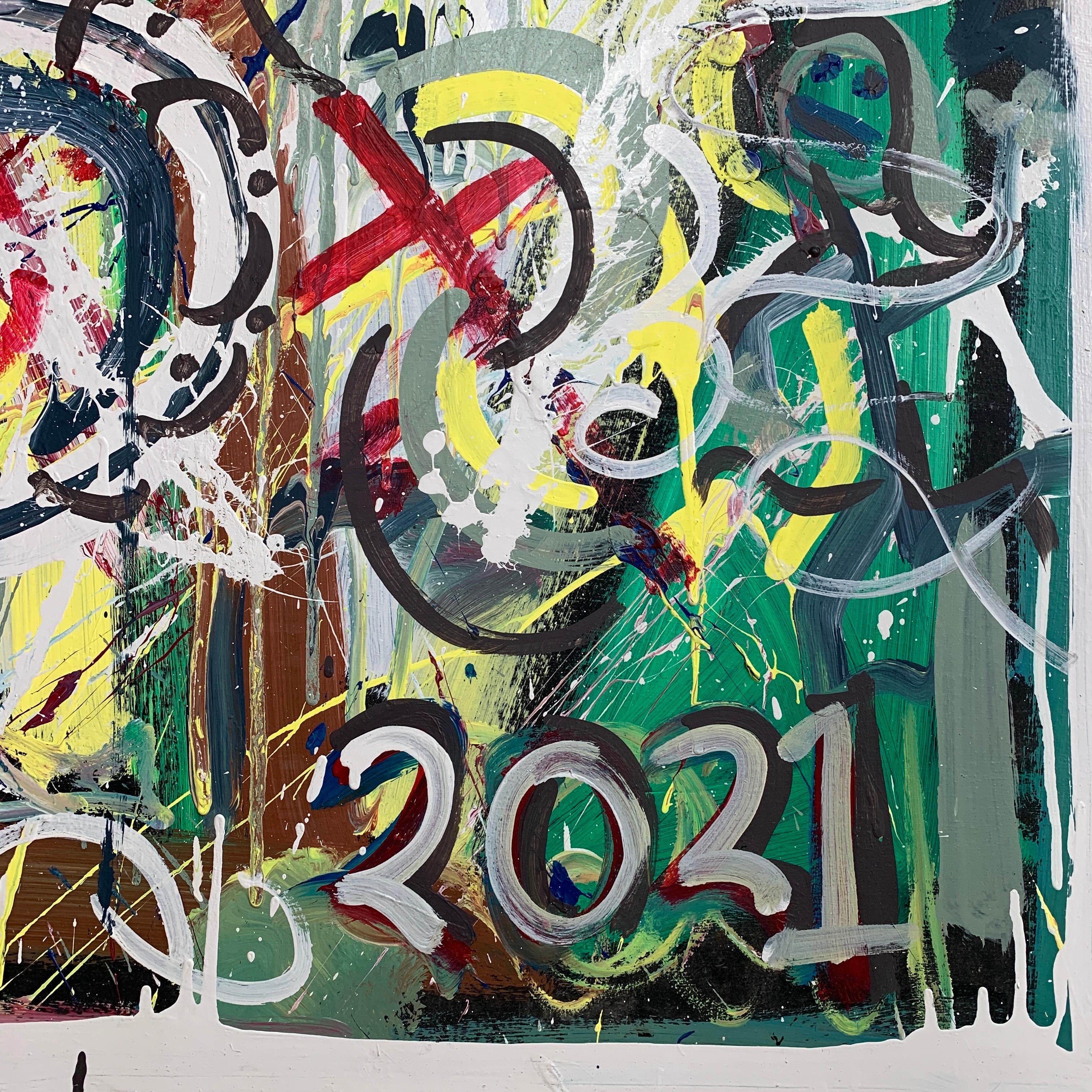 „Smile Through The Chaos“, Außenseiter-Künstler Drew, 2021 im Zustand „Gut“ im Angebot in Hastings, GB