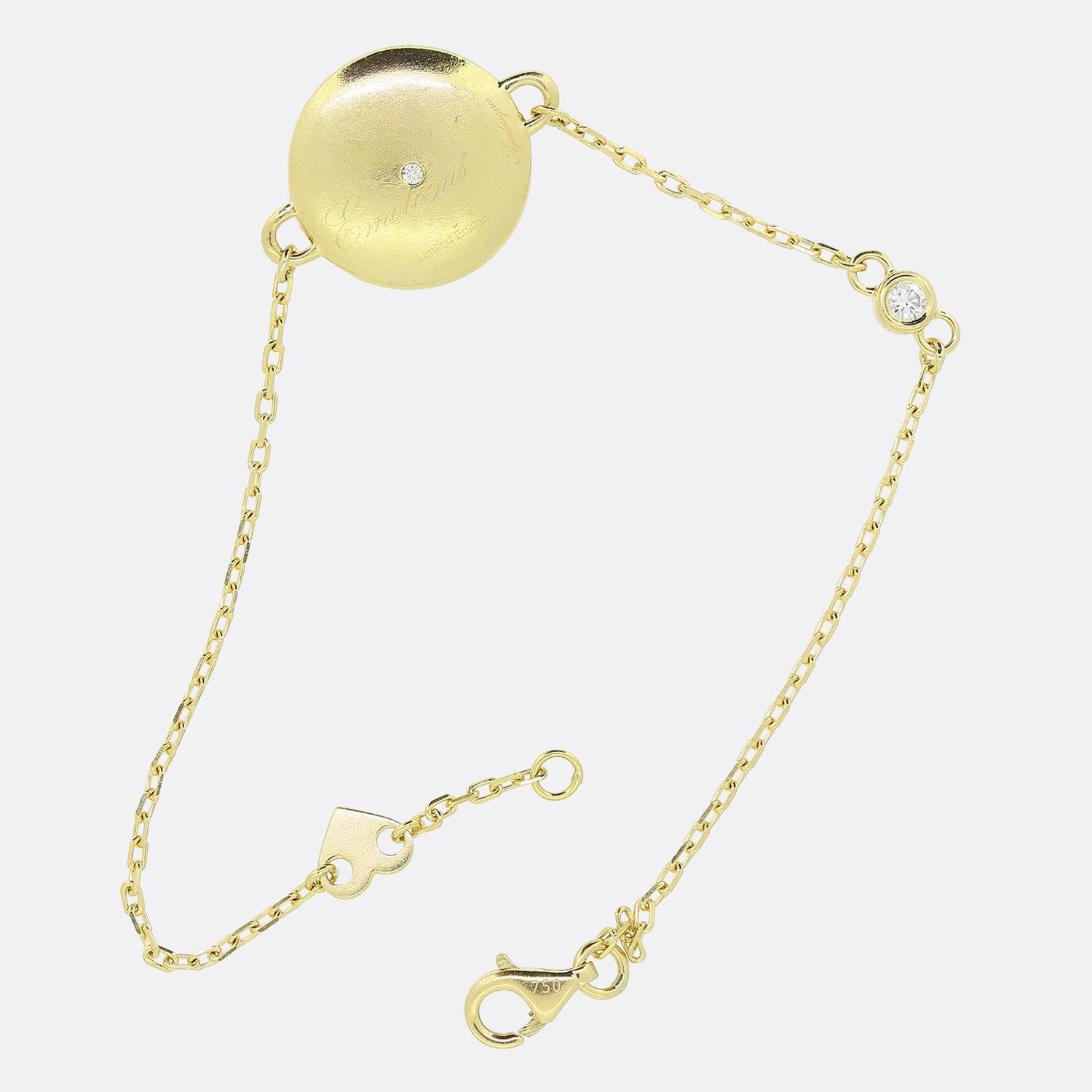 De las mujeres Pulsera de cadena de diamantes con cara sonriente en venta