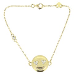 Smiley Face Diamond Chain Bracelet