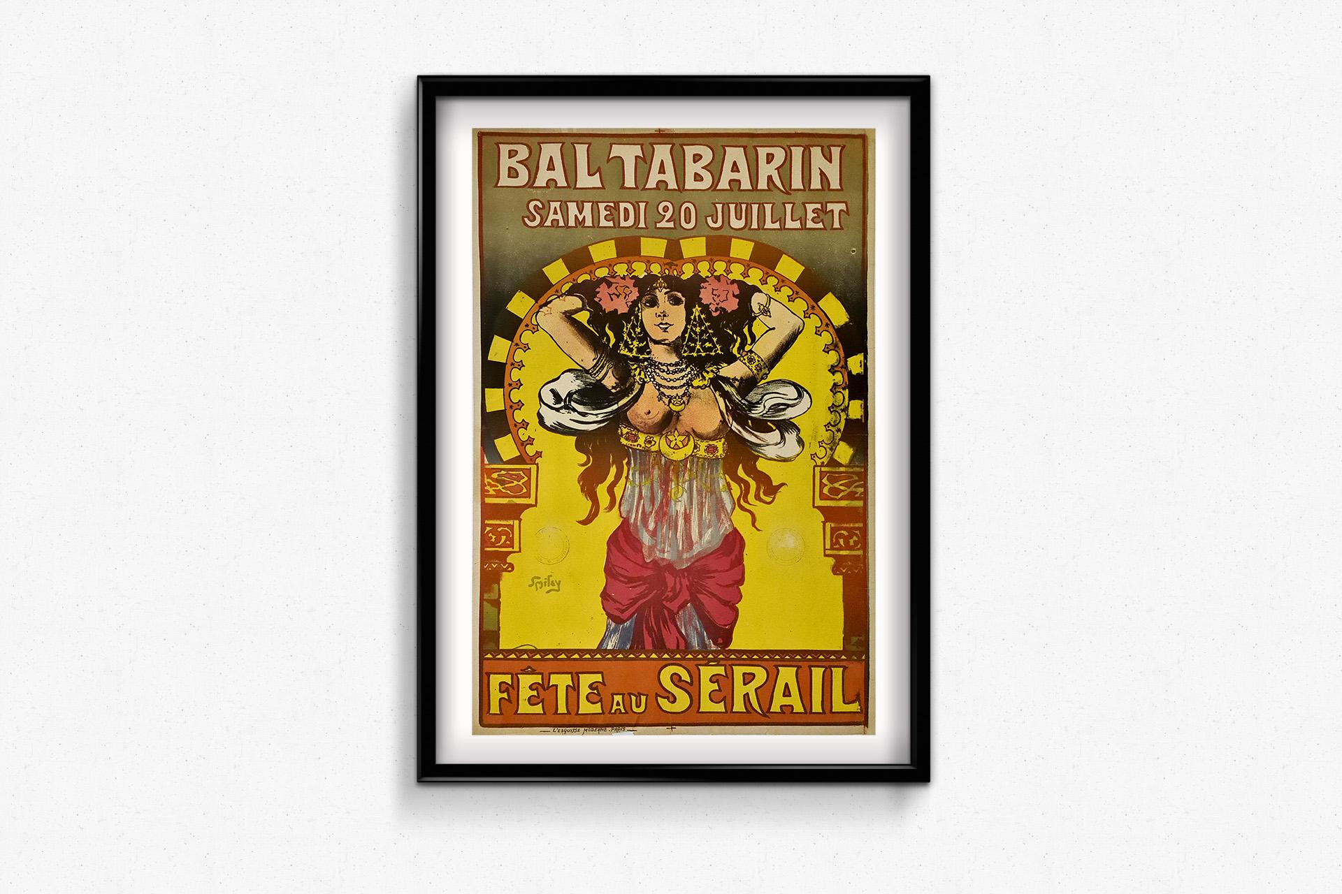 Circa 1900 original poster by Smiley -  Bal Tabarin For Sale 1