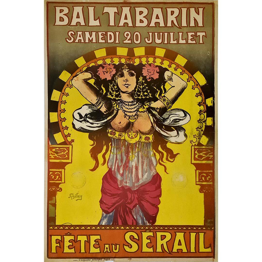 This circa 1900 original poster, designed by Smiley, captures the essence of the legendary Bal Tabarin, one of Paris’ most extravagant and notorious cabarets. Located in the heart of the city, Bal Tabarin was renowned for its lavish theme nights,