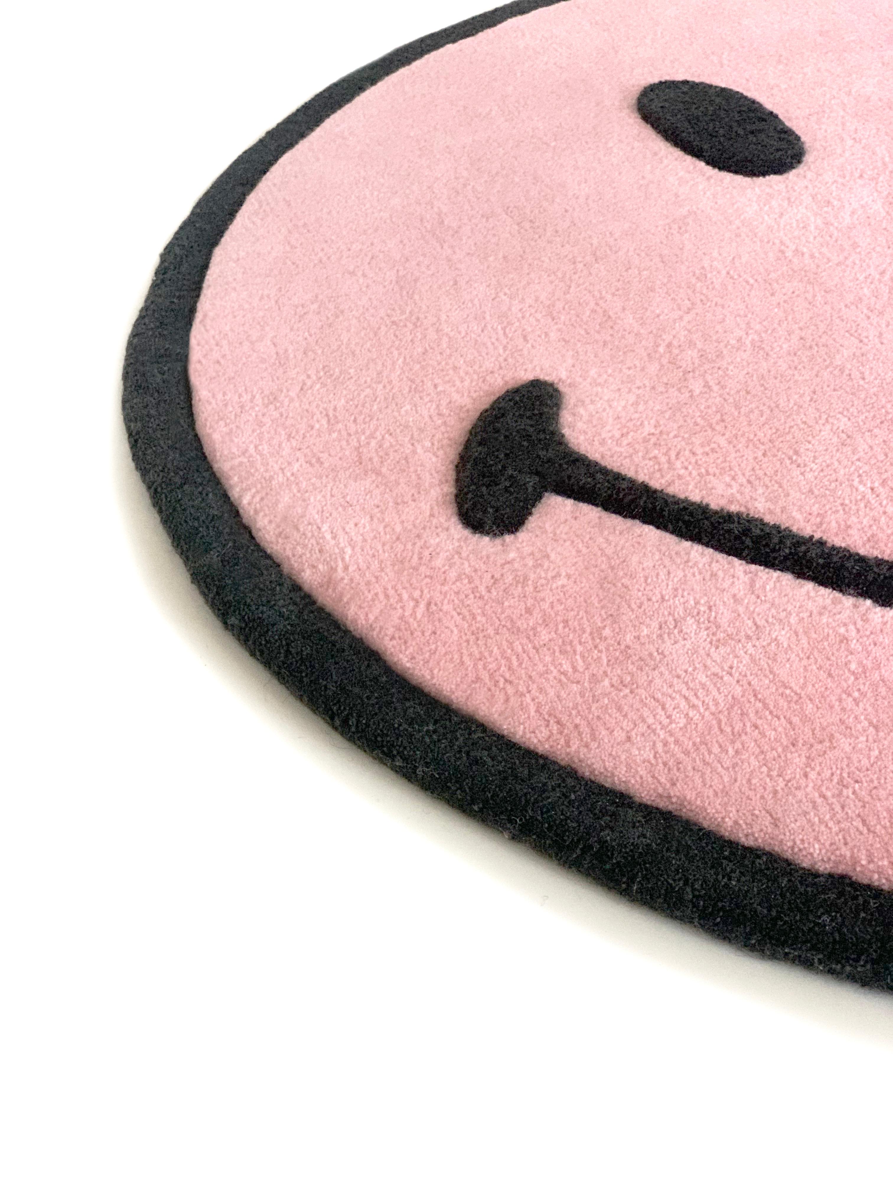 Minimalist Smiley Rug Pink, The Original For Sale