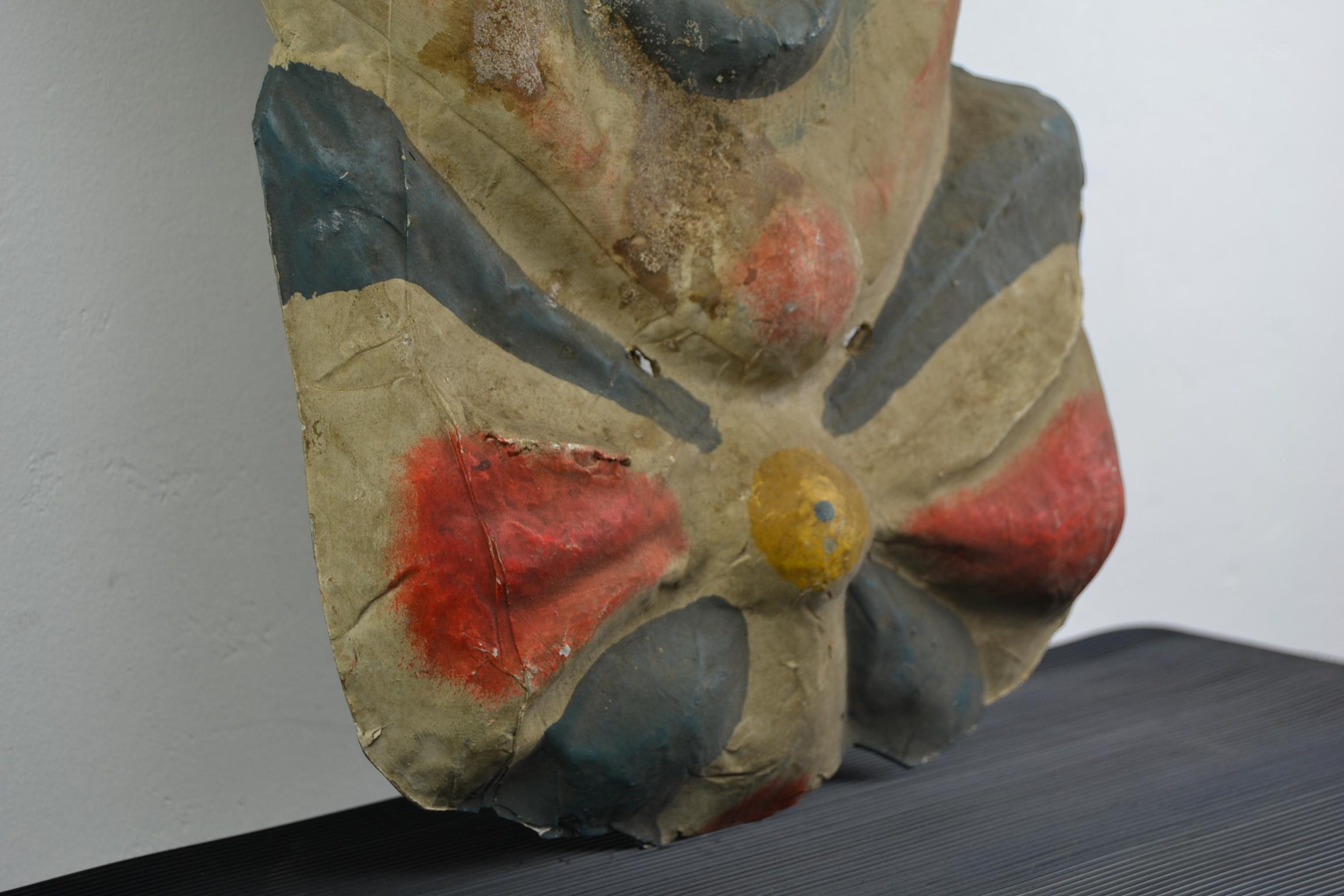 Smiling Circus Clown Head, Papier Mâché, 1930s 2