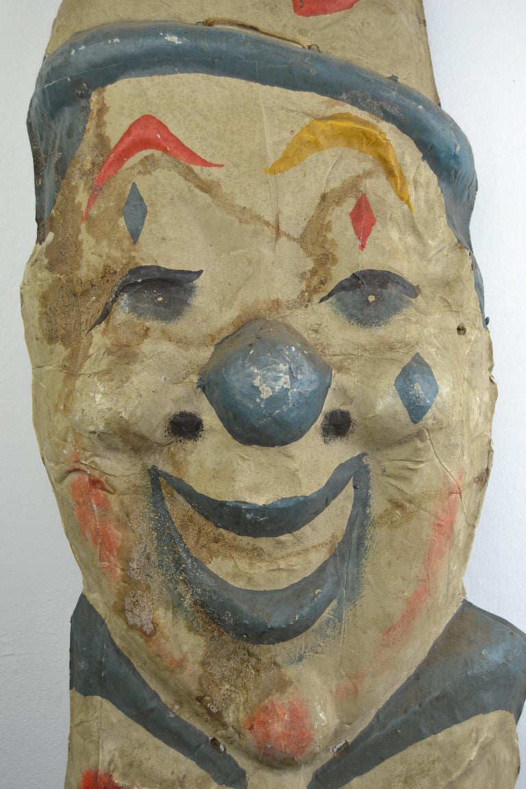 Smiling Circus Clown Head, Papier Mâché, 1930s at 1stDibs