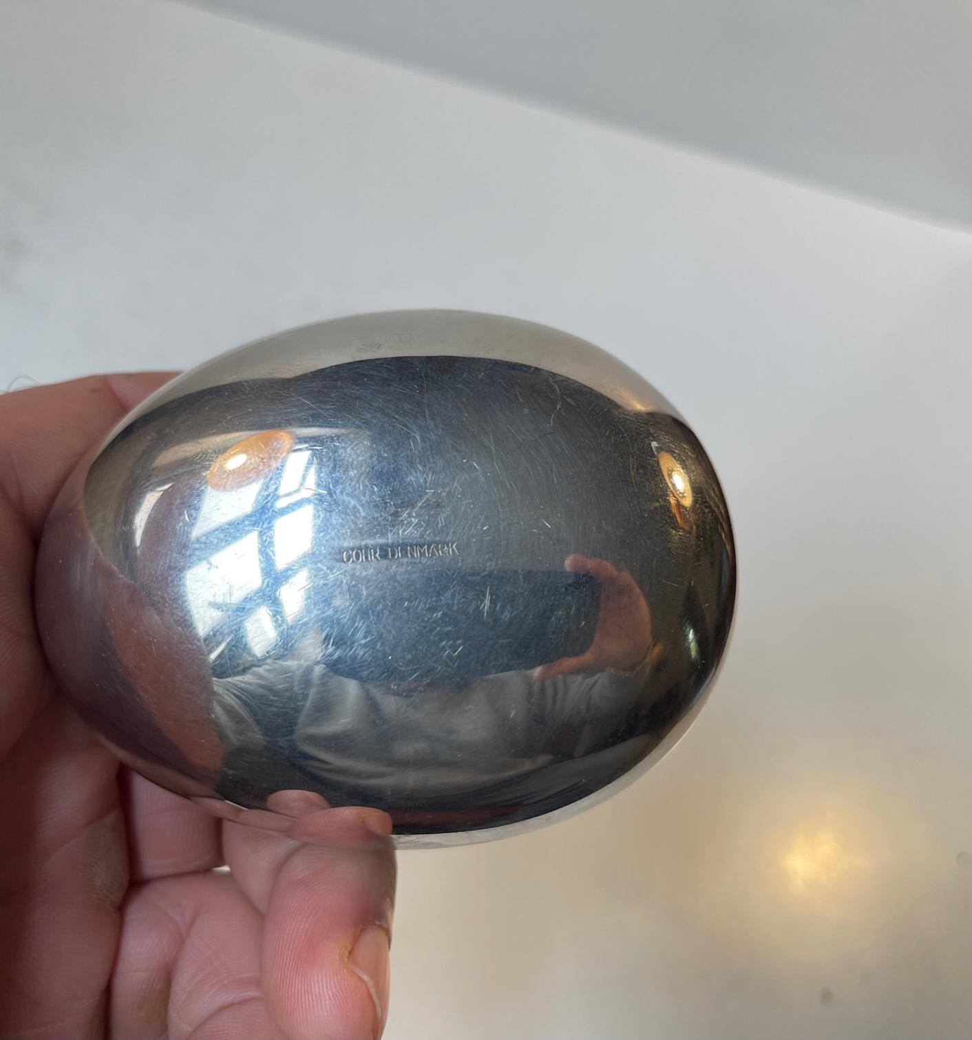 Smiling Egg in Silverplate and Blue Enamel from Carl Cohr, 1950s In Good Condition In Esbjerg, DK