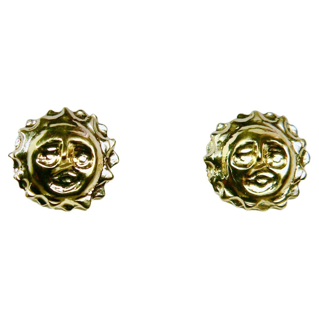Smiling Sun Earring a Pair of Earring, Sterling Silver with 18 Karat Gold-Plated For Sale