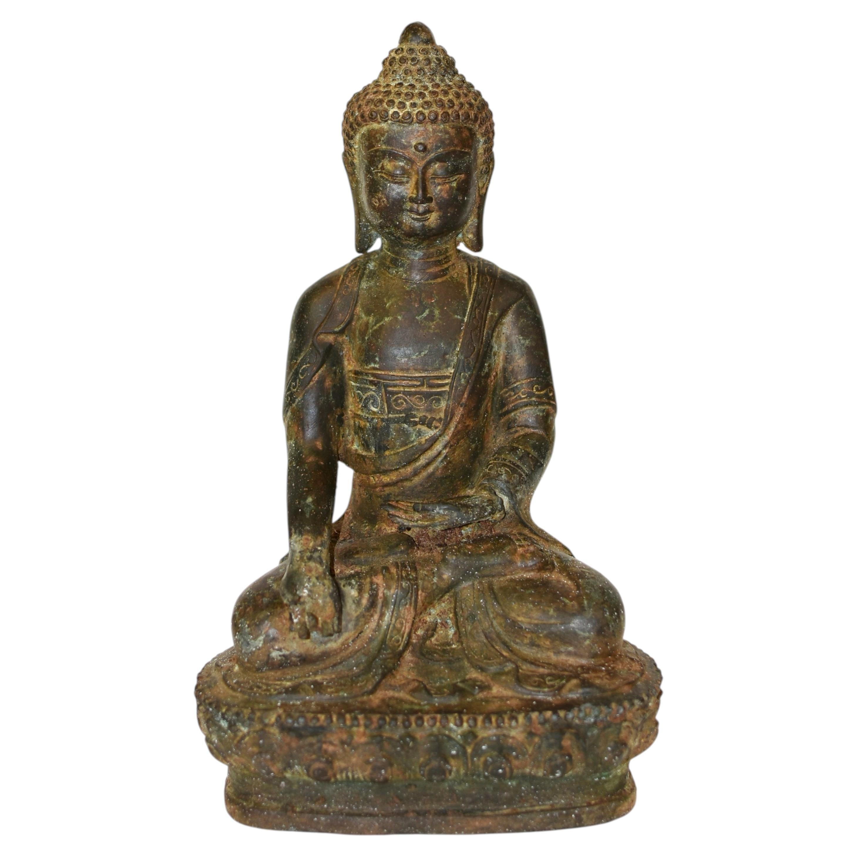 Estatua de Buda Shakyamuni de joven, sonriente, de bronce, estilo antiguo