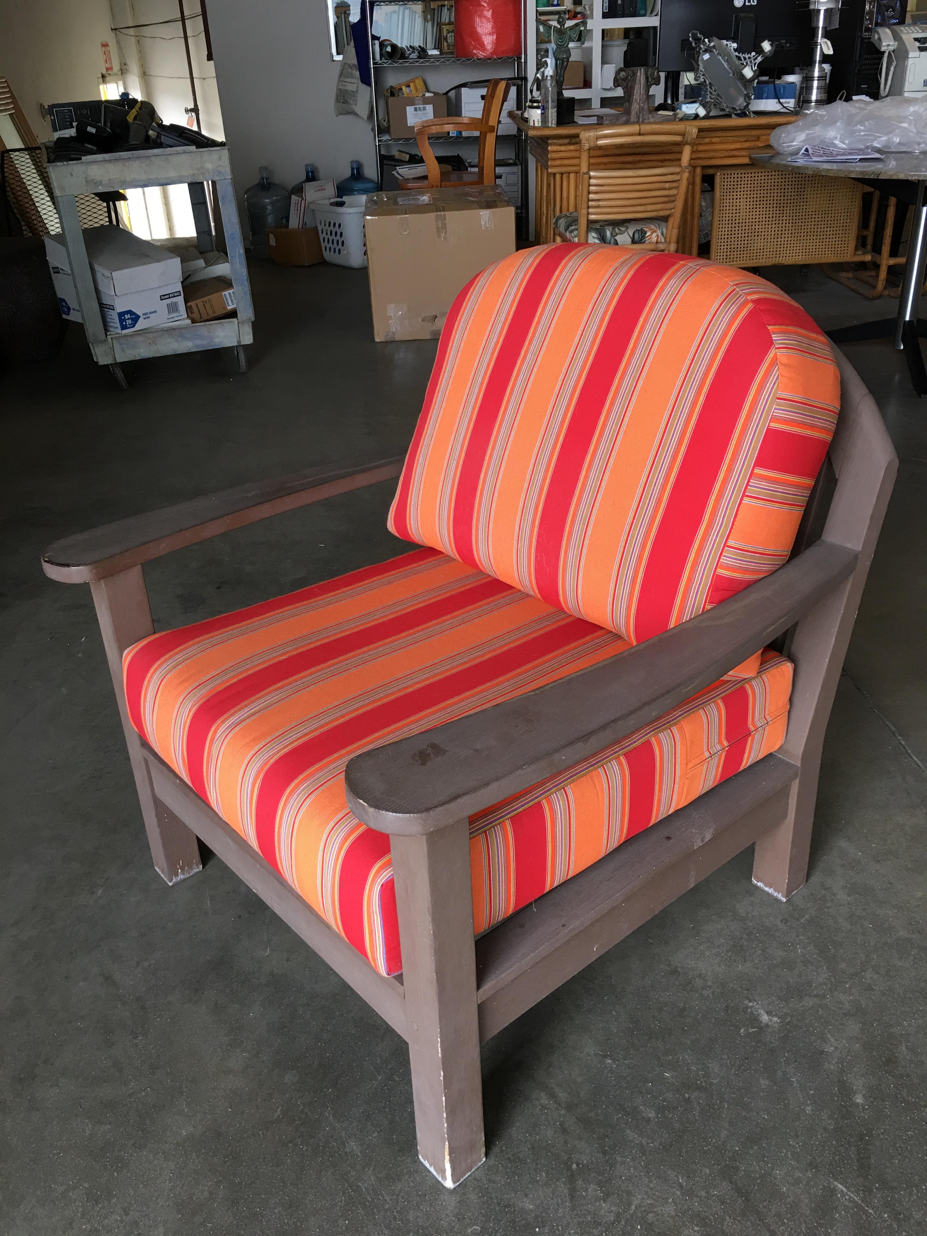 Indonesian Smith and Hawken Large Patio Lounge Chair, Pair