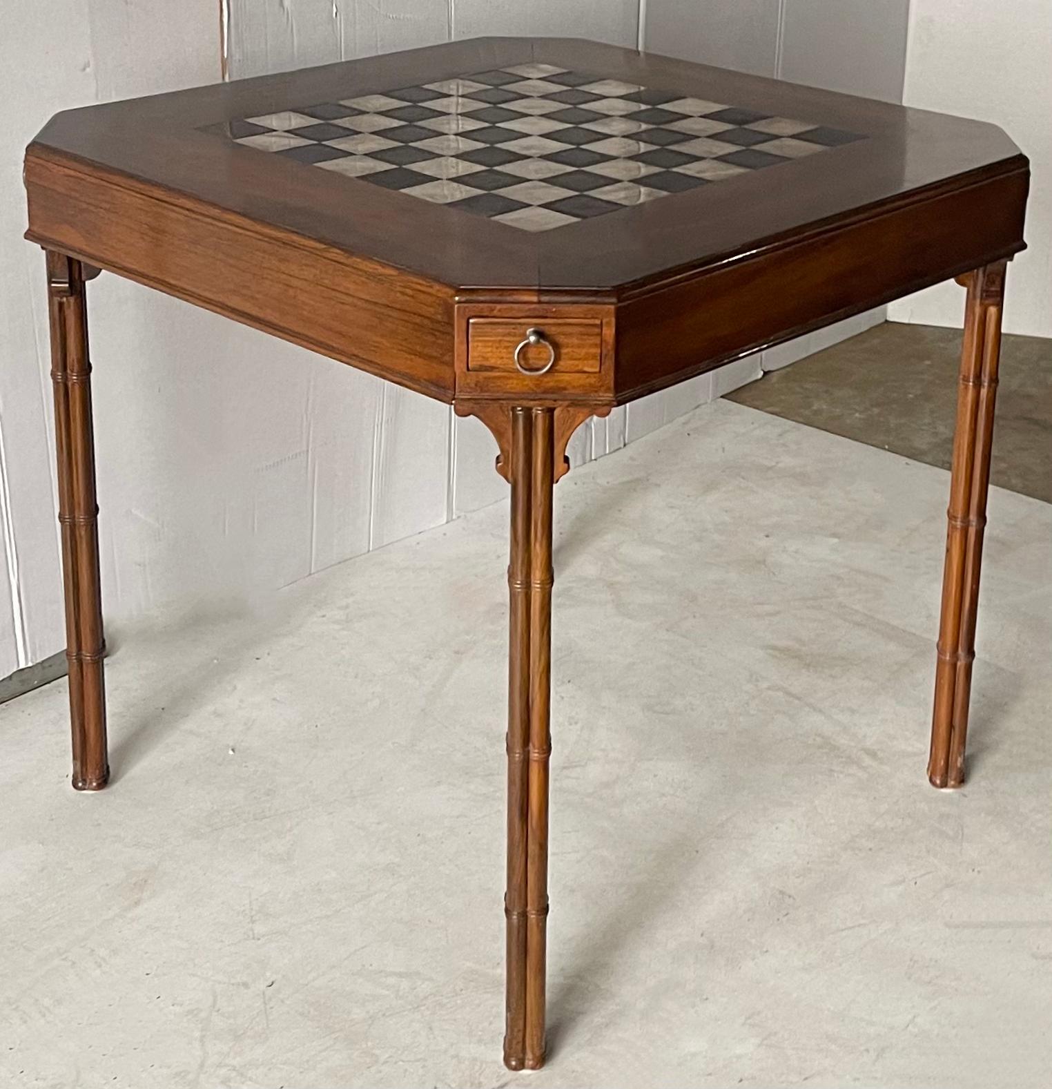 Smith and Watson Regency Style Faux Bamboo Game Table and Chairs 2