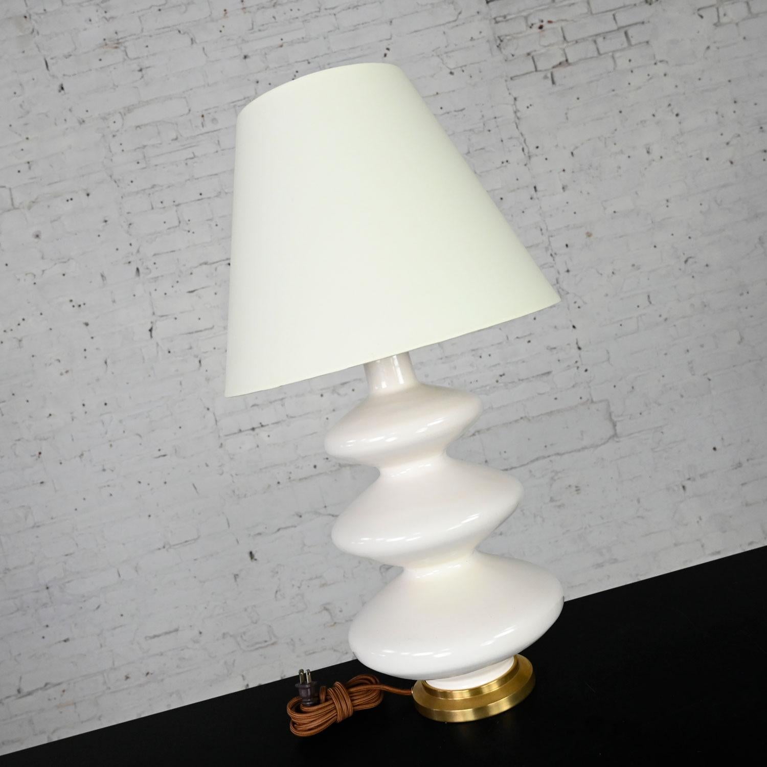 Contemporary Smith Ivory Table Lamp Brass Details Christopher Spitzmiller for Visual Comfort