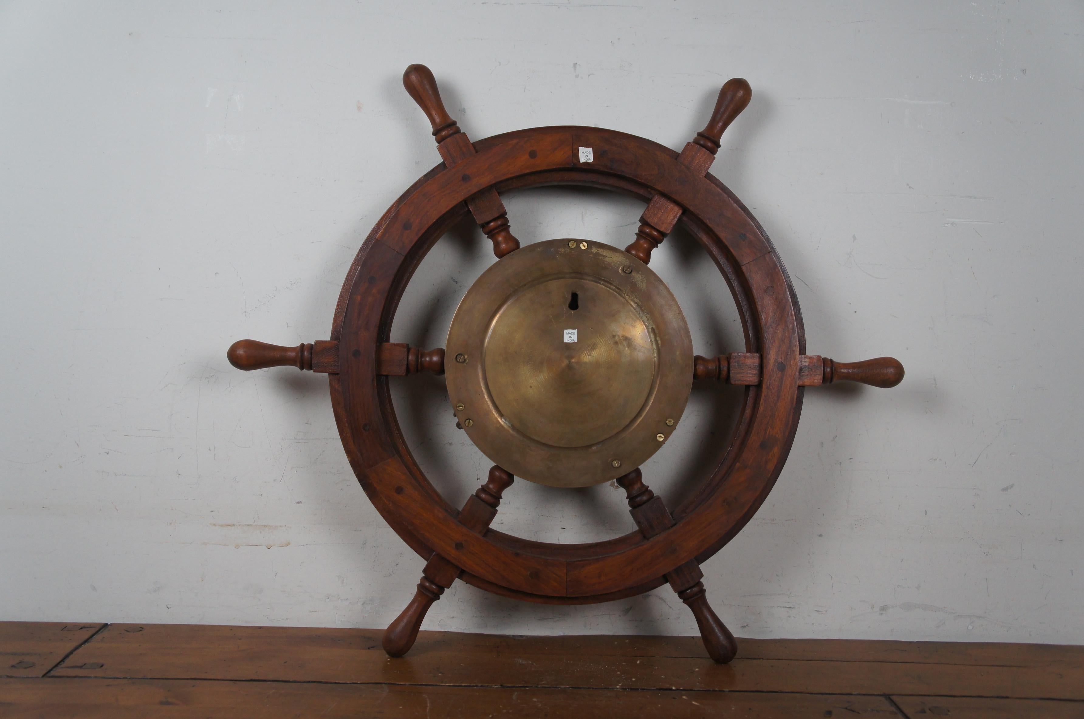 Smith London Nautical Maritime Ships Wheel Brass Porthole Wall Clock 25