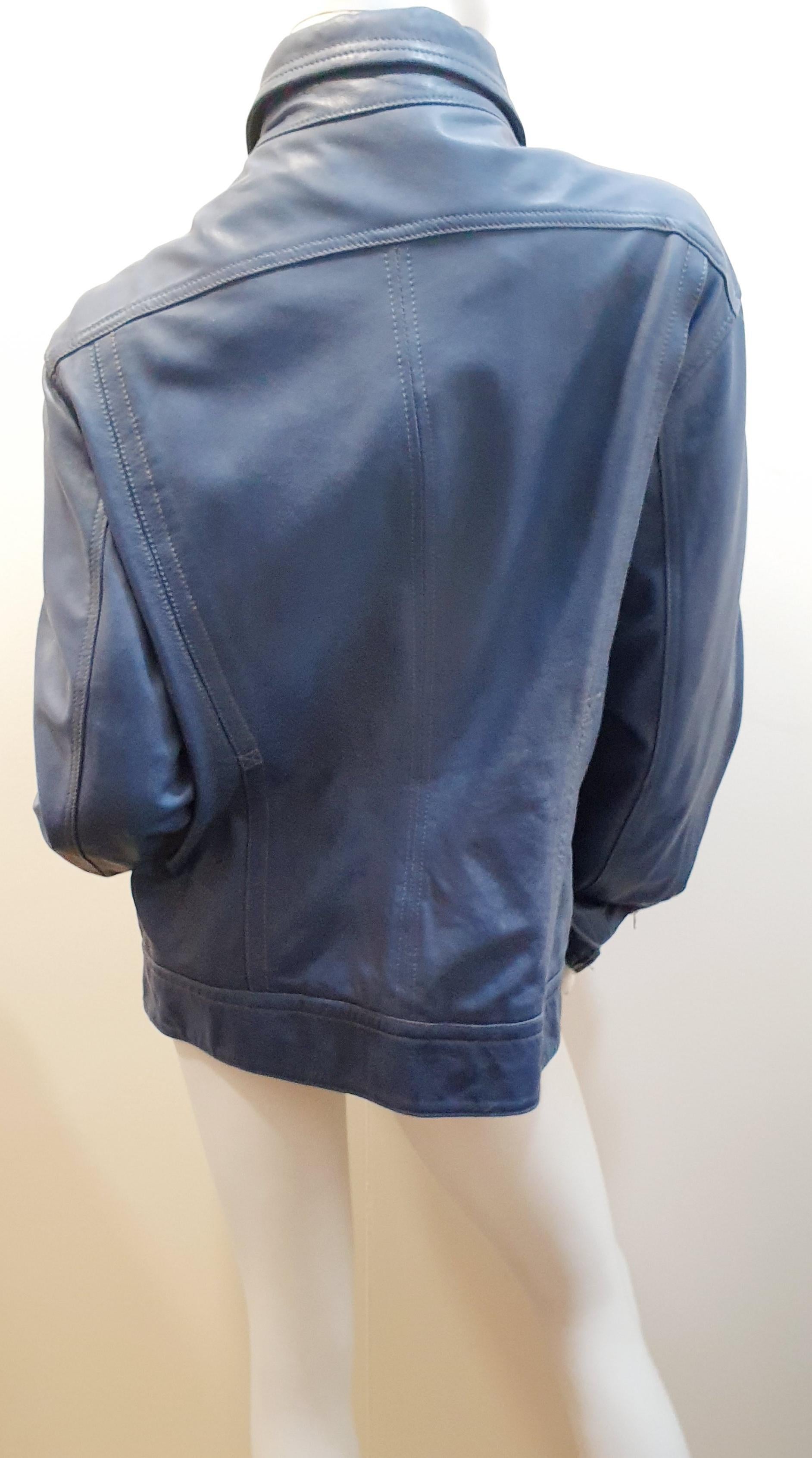 Smith & Smith Blue Leather Jacket In Good Condition In  Bilbao, ES