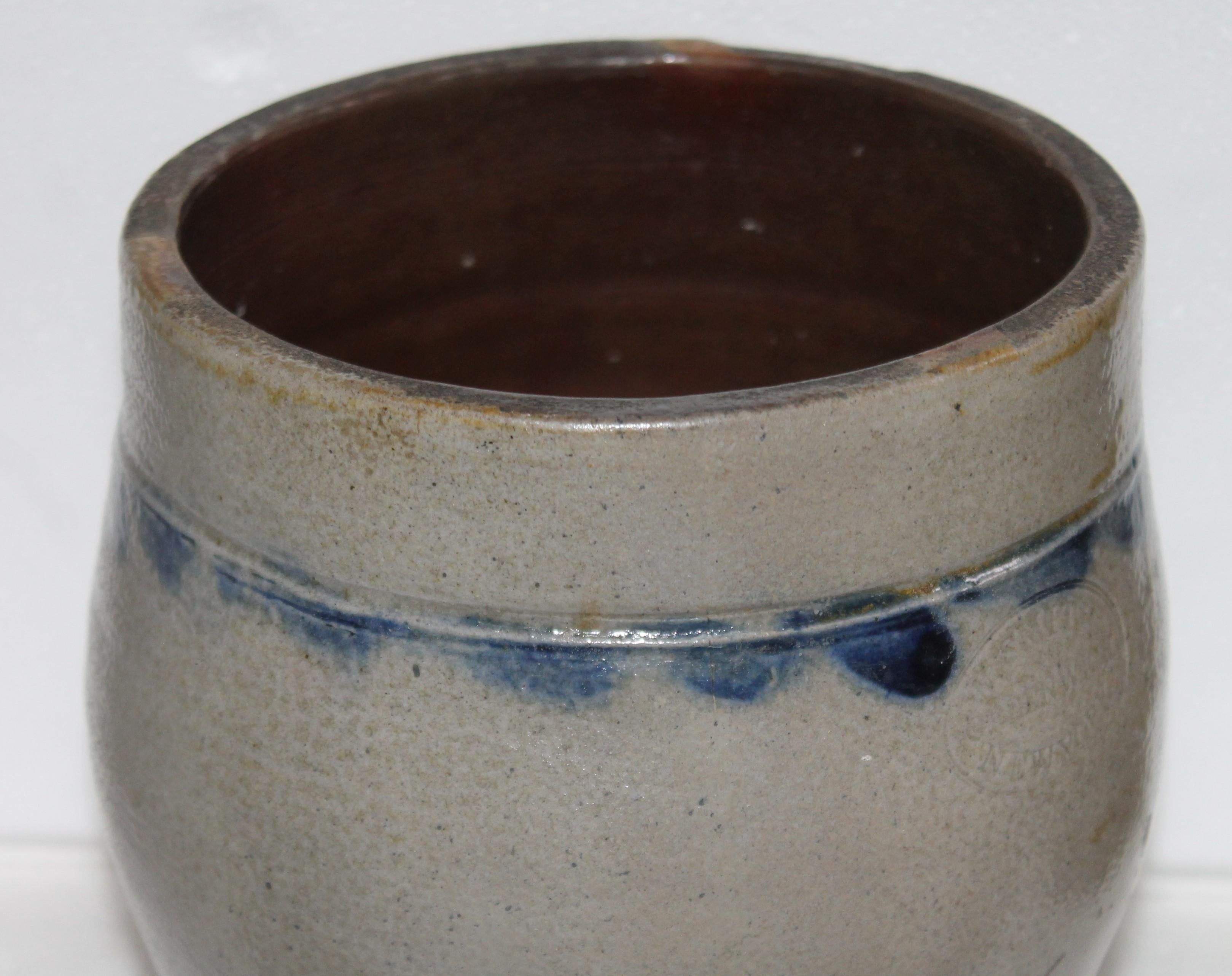 Salt glazed stone ware jar with 