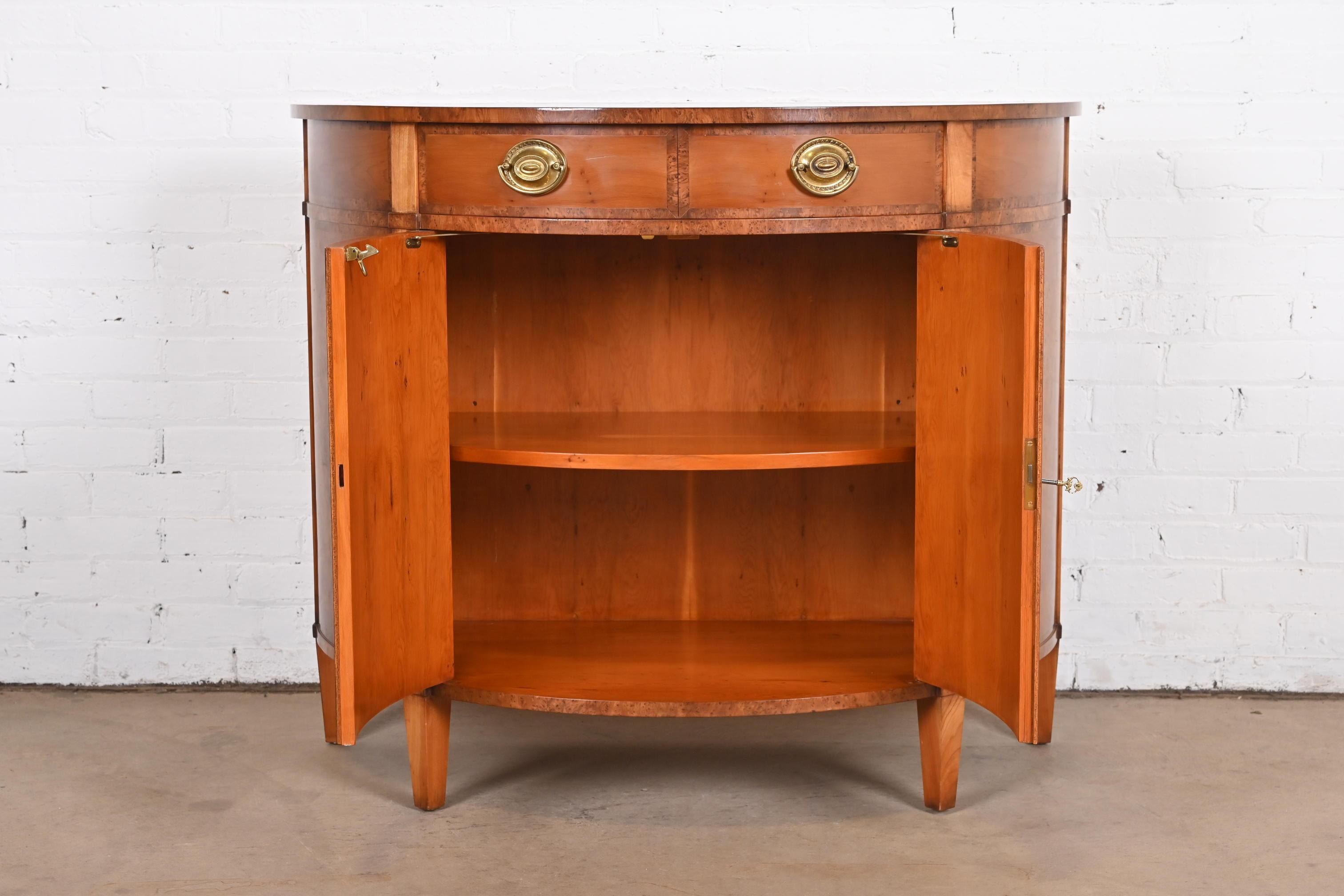 Smith & Watson Georgian Burl and Yew Wood Demilune Sideboard or Bar Cabinet 7