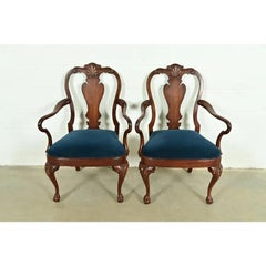 Smith & Watson Georgian Carved Mahogany Armchairs, Pair