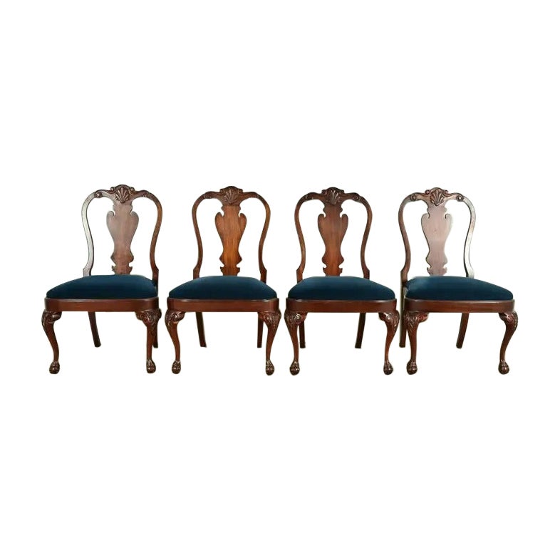 Sillas de comedor de caoba tallada de estilo georgiano de Smith & Watson, juego de cuatro en venta