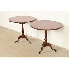 Smith & Watson Georgian Mahogany and Burl Wood Pedestal Tea Tables, Pair