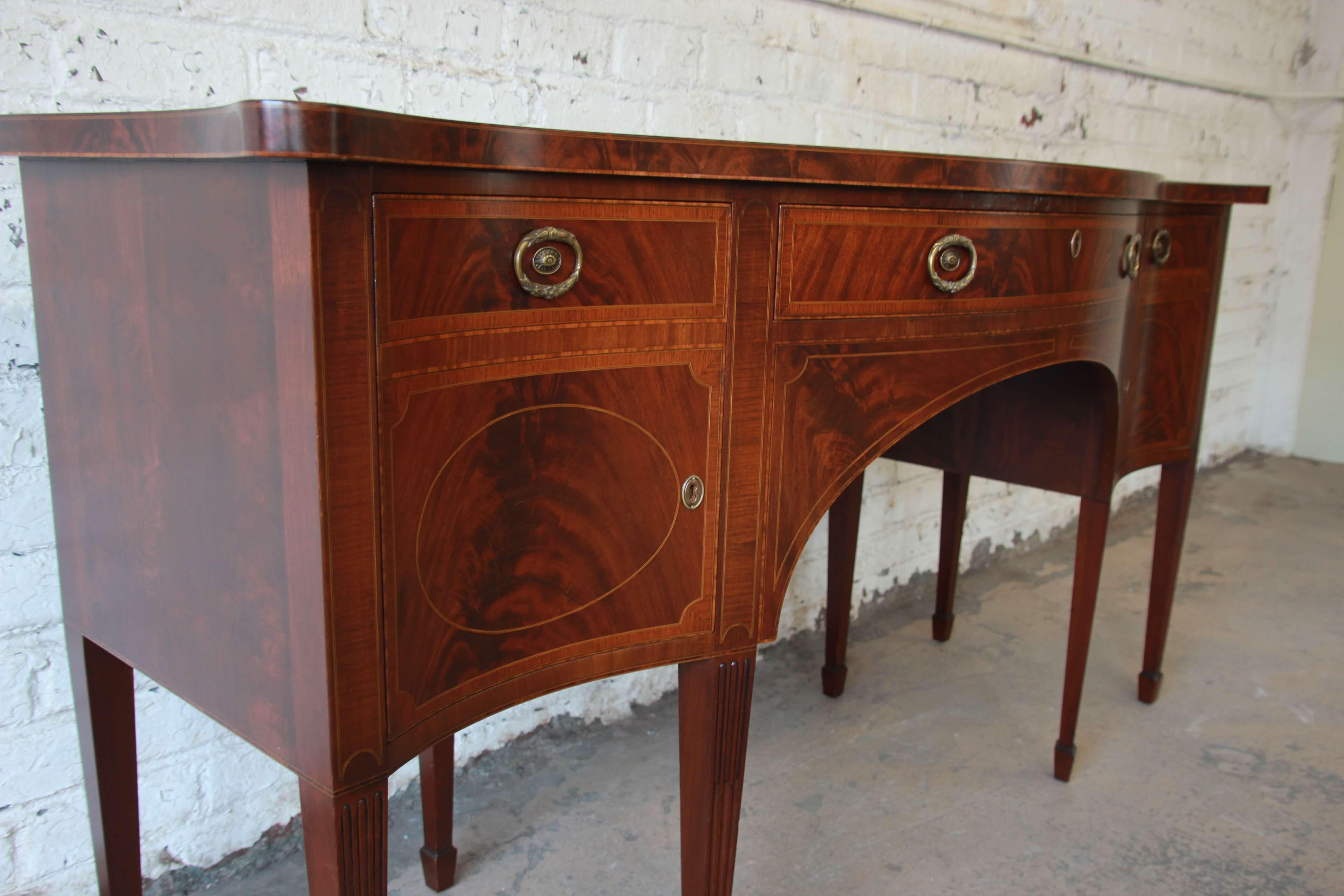 Smith & Watson Inlaid Flame Mahogany Federal Style Sideboard Buffet 1