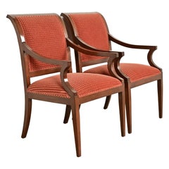 Smith & Watson Regency Carved Mahogany Armchairs, Pair