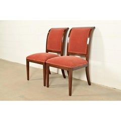 Smith & Watson Regency Carved Mahogany Side Chairs or Dining Chairs, Pair