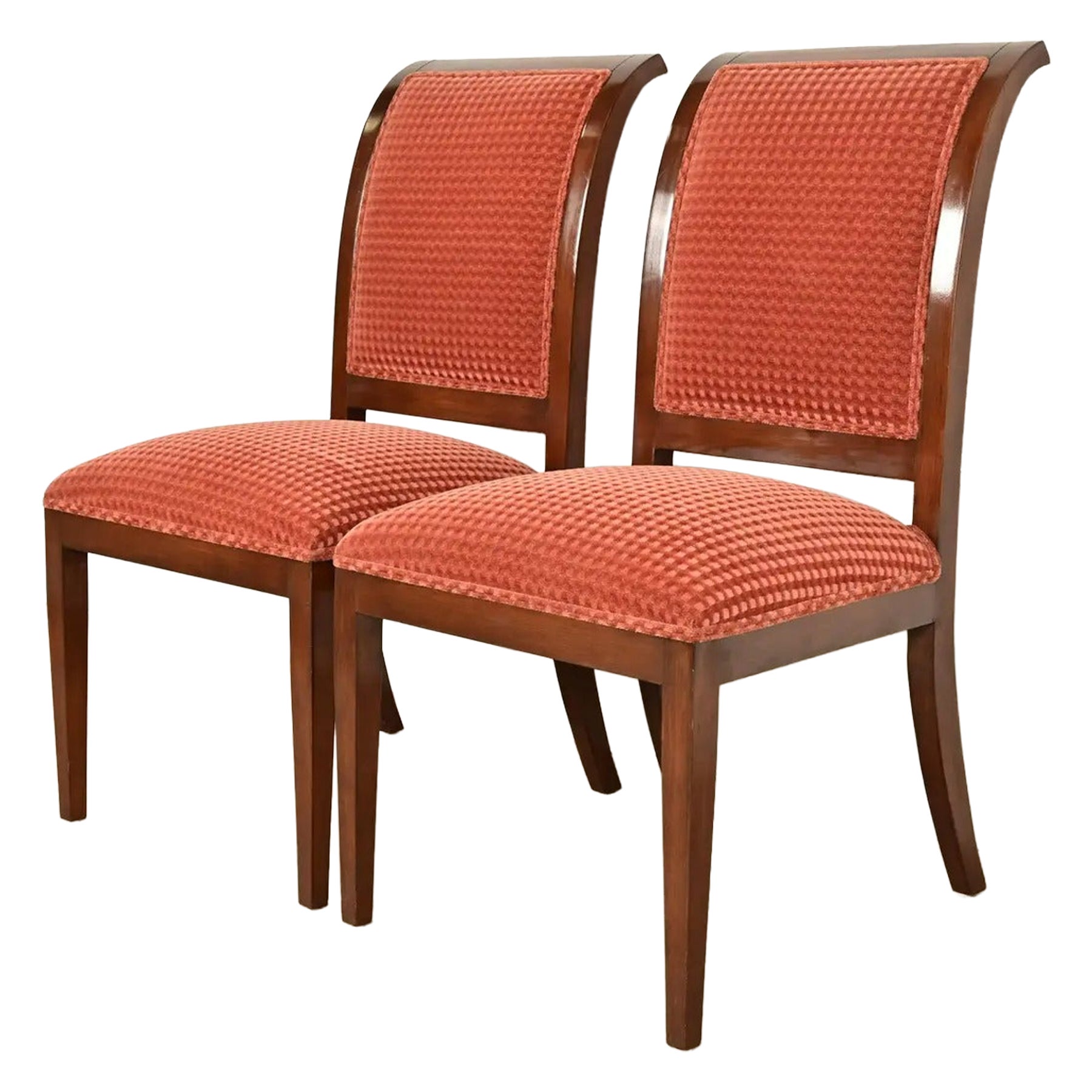 Smith & Watson Regency Carved Mahogany Side Chairs or Dining Chairs, Pair