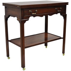 Smith & Watson Solid Mahogany Chippendale Style Flip-Top Server Bar Cart Table