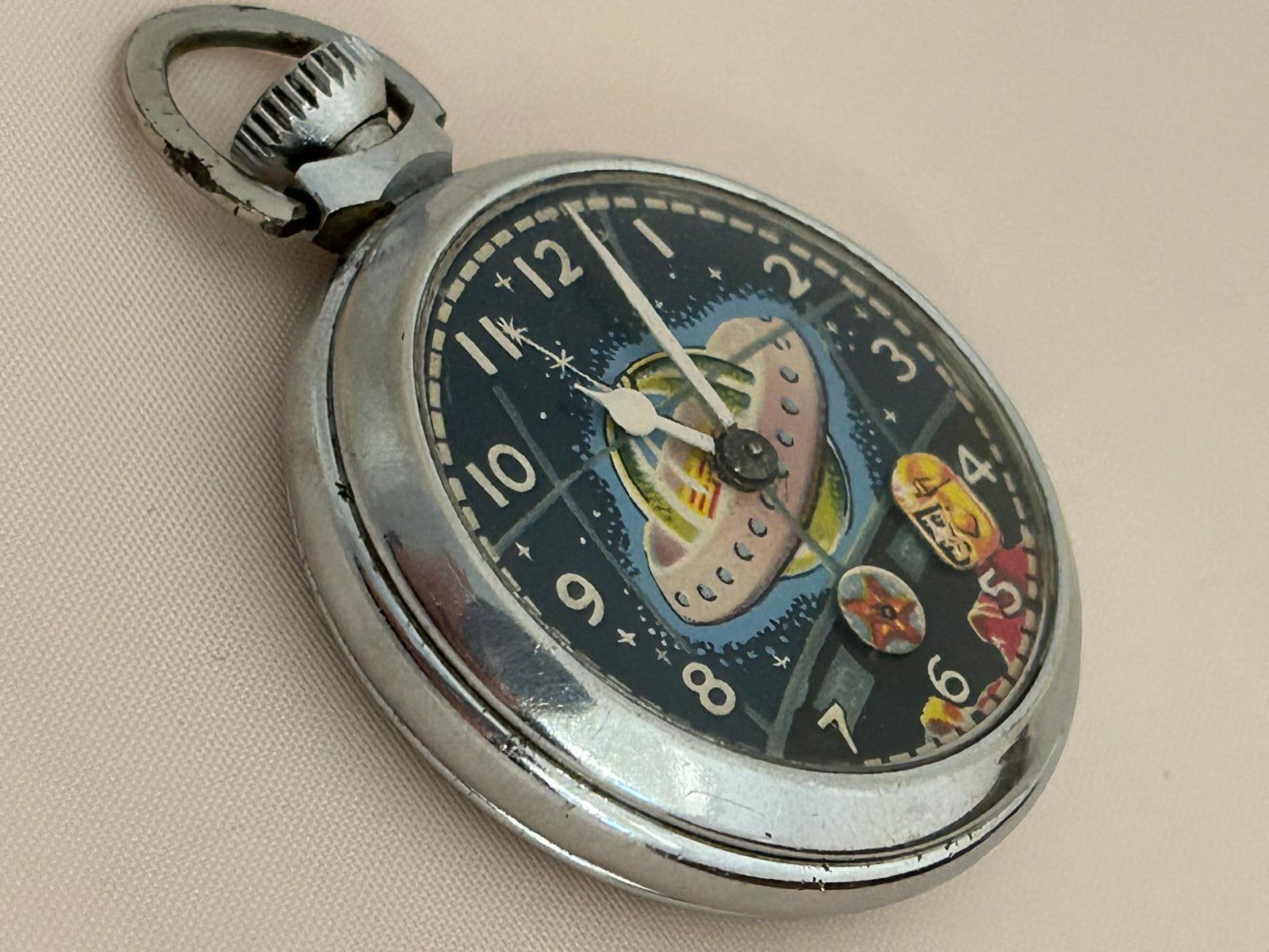 Smiths Pocket Watch 'From Outer Space / Dan Dare' range, Rotating Start, 1960's In Good Condition In Canterbury, England