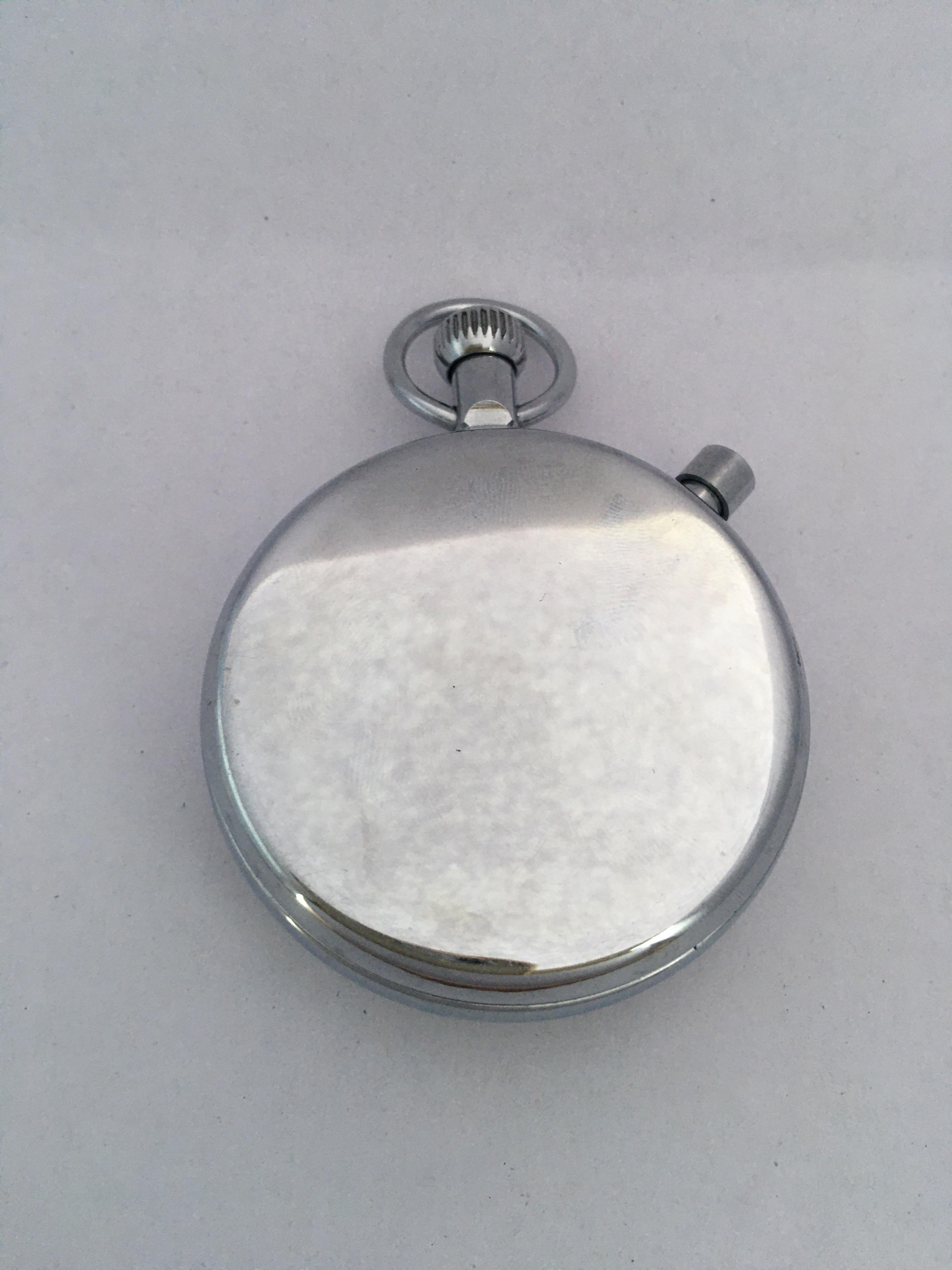 This beautiful vintage hand winding stopwatch is in good working condition and it is running well. Visible signs of ageing and wear with minor cracks on the edge of the glass as shown. tiny and light scratches on the glass and on the watch case.