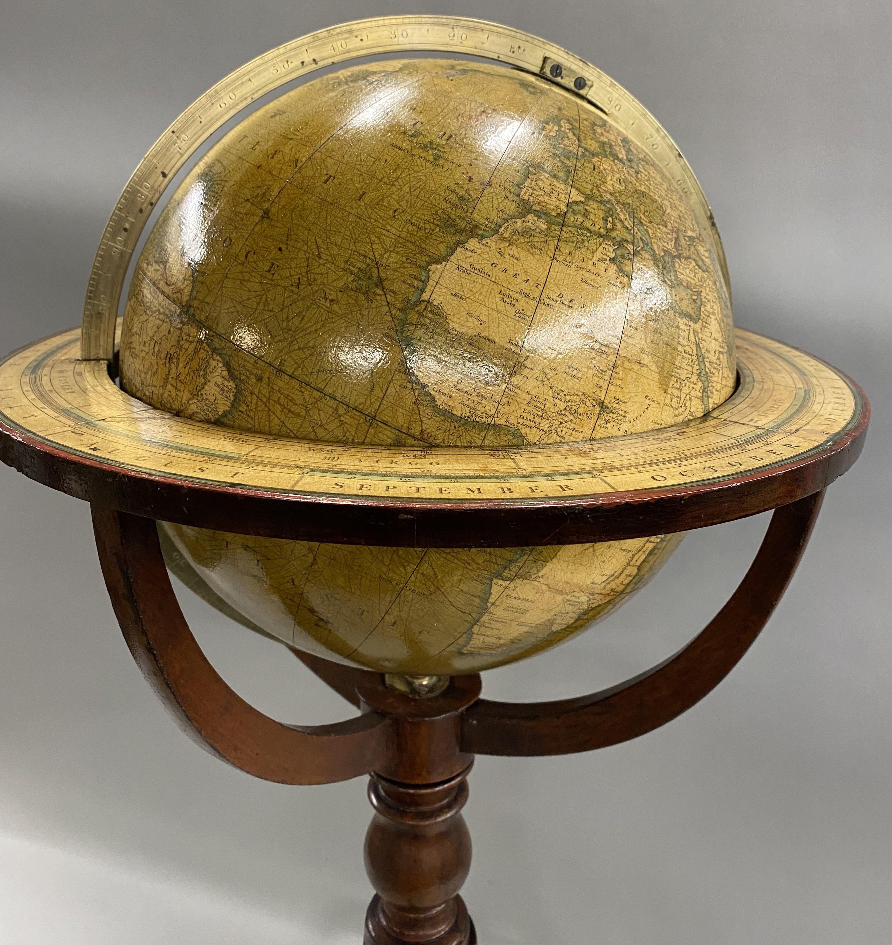 English Smith’s Terrestrial Globe on Mahogany Stand circa 1830