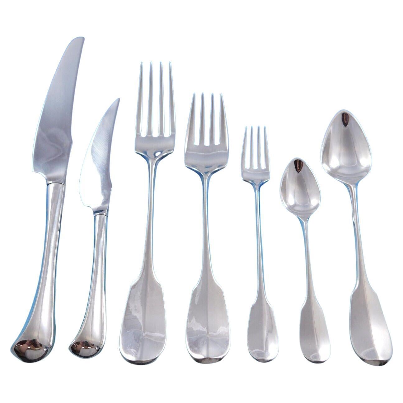 Smithsonian by Stieff Sterling Silver Flatware Set for 8 Service 59 pcs Dinner For Sale