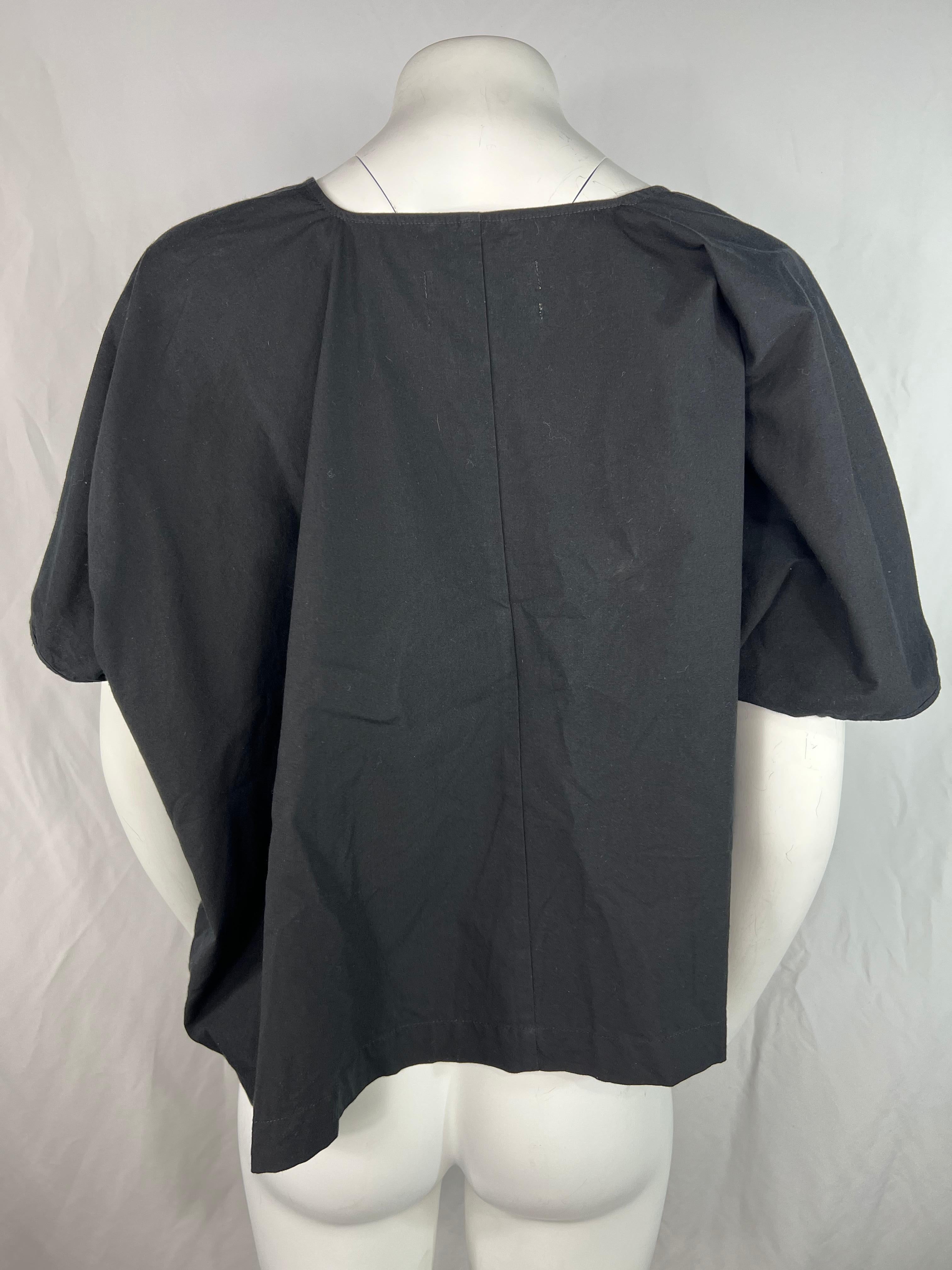 Smock Black Cotton Top Blouse In Excellent Condition For Sale In Beverly Hills, CA