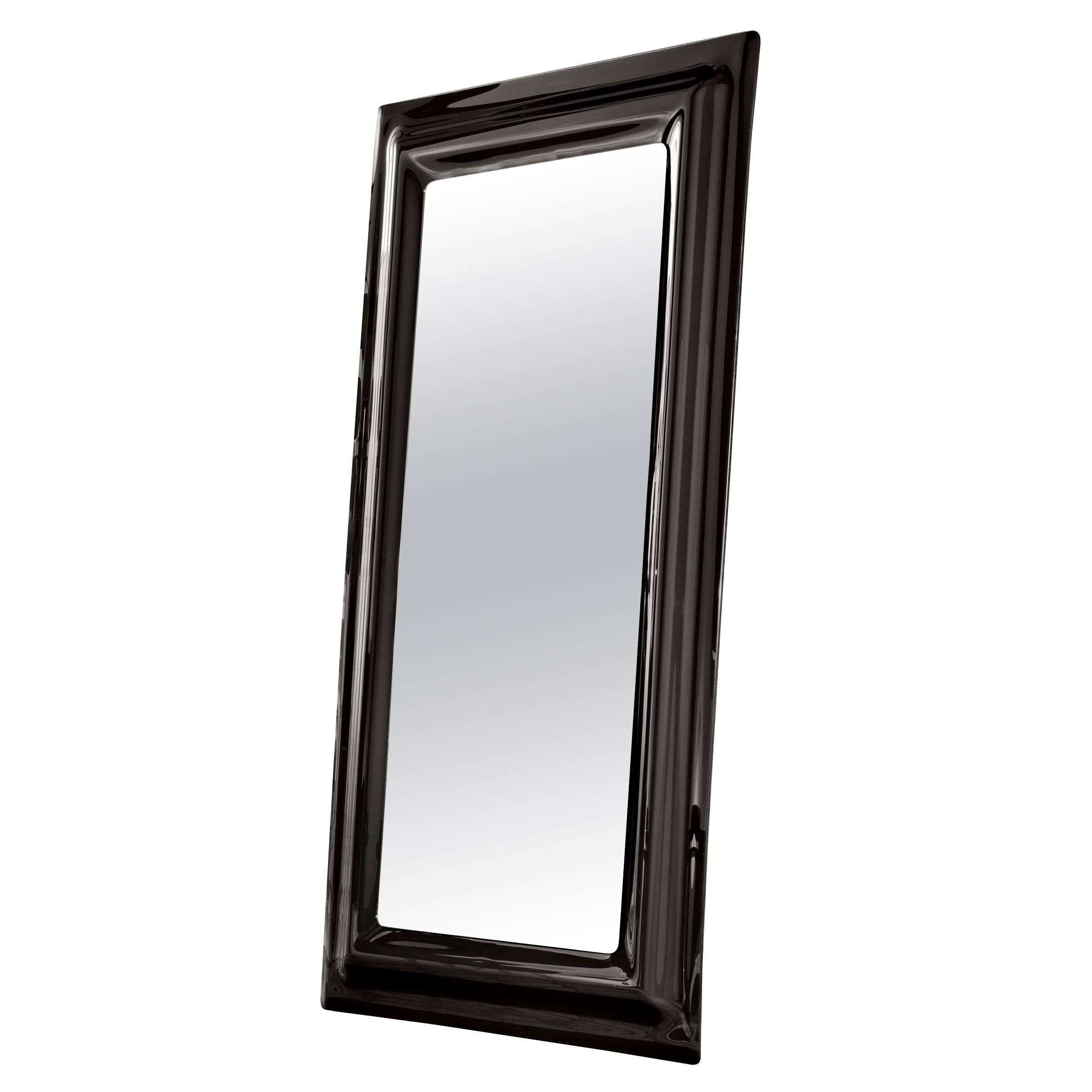 Smocked Black Rectangular Mirror