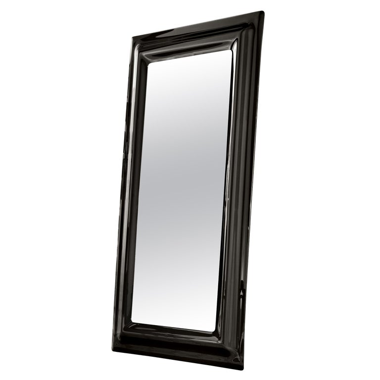 Smocked Black Rectangular Mirror For Sale