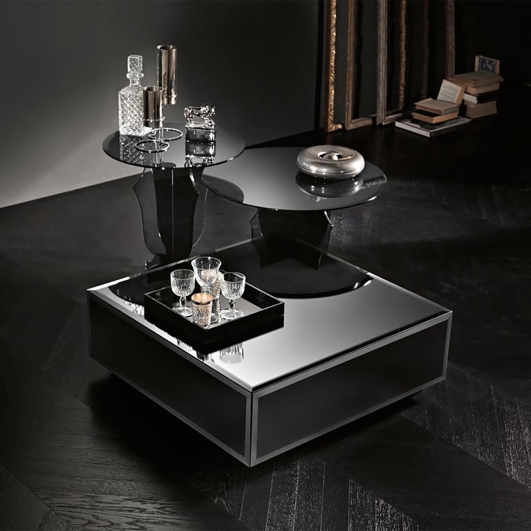 Smocked Mirrored Coffee Table For Sale at 1stDibs