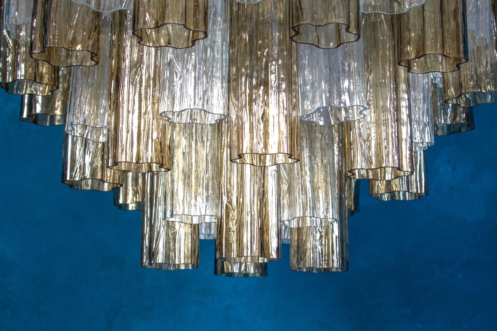 Smoke and Clear Modern Murano Glass Tronchi Chandelier or Ceiling Light 3
