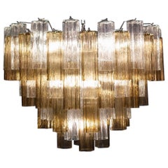 Smoke and Clear Murano Glass Tronchi Chandelier or Ceiling Light