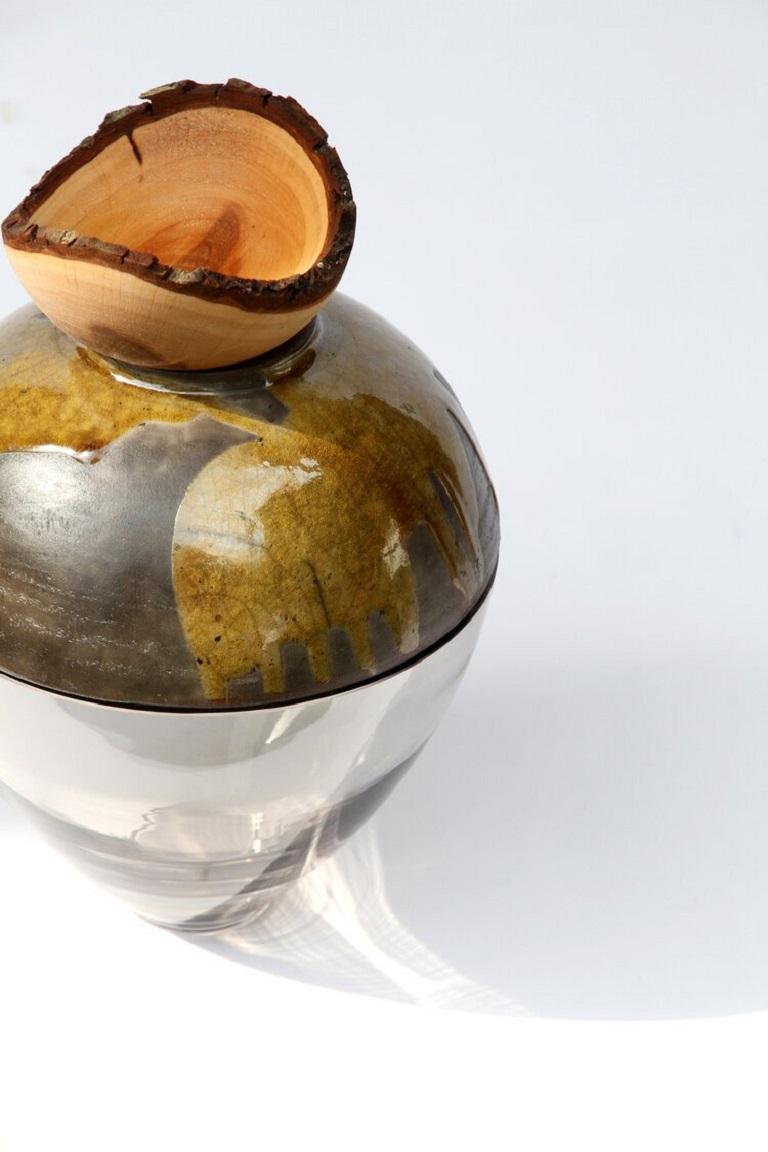 Organic Modern Smoke and Olive Butterfly Stacking Vessel, Pia Wüstenberg For Sale