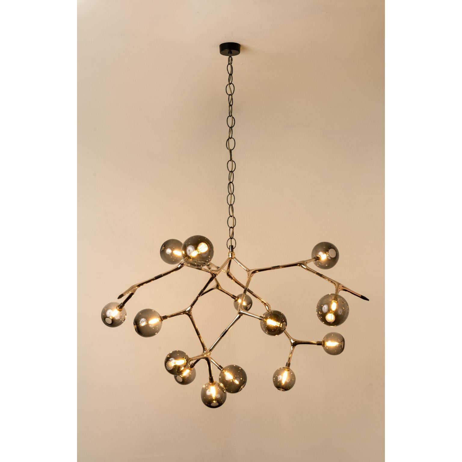 Smoke and Polished Bronze Maratus 15 Pendant Lamp by Isabel Moncada In New Condition For Sale In Geneve, CH