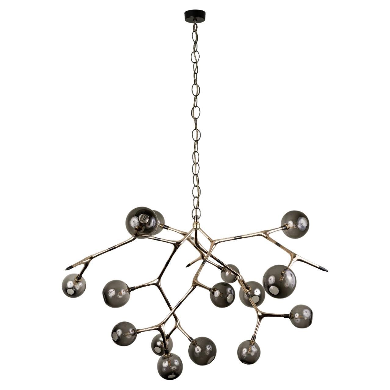Smoke and Polished Bronze Maratus 15 Pendant Lamp by Isabel Moncada For Sale