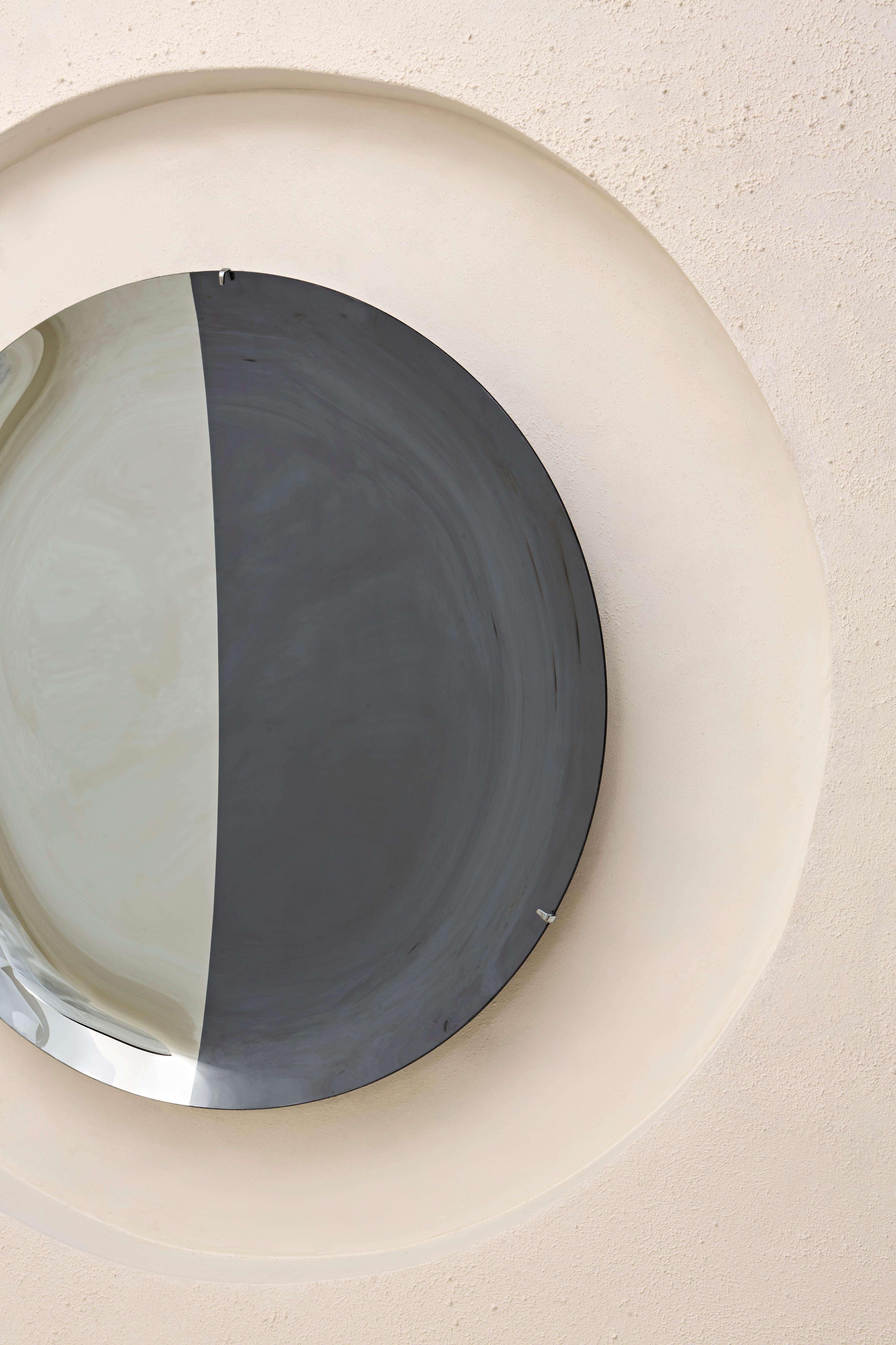 Turkish Smoke and Silver Concave Mirror For Sale