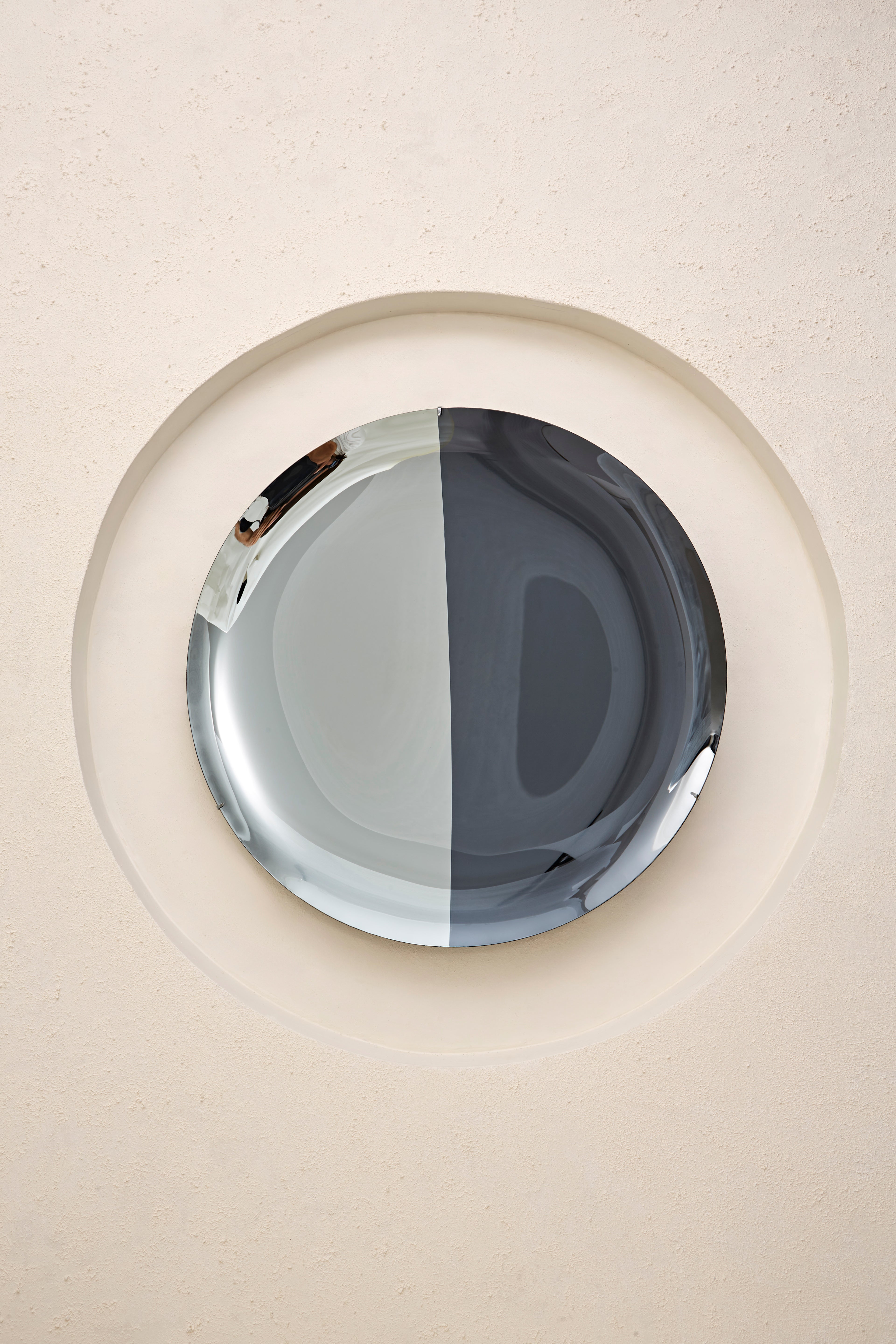 Smoke and Silver Concave Mirror For Sale