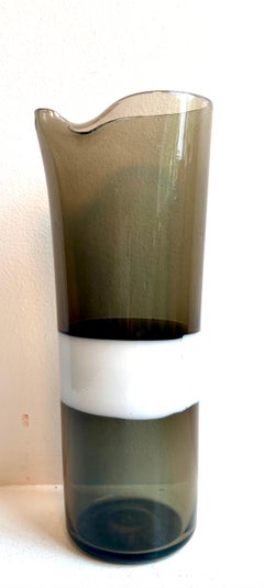 Smoke Art Glass Vase / Carafe, incised signature, by Venini, Italy, c. 1970