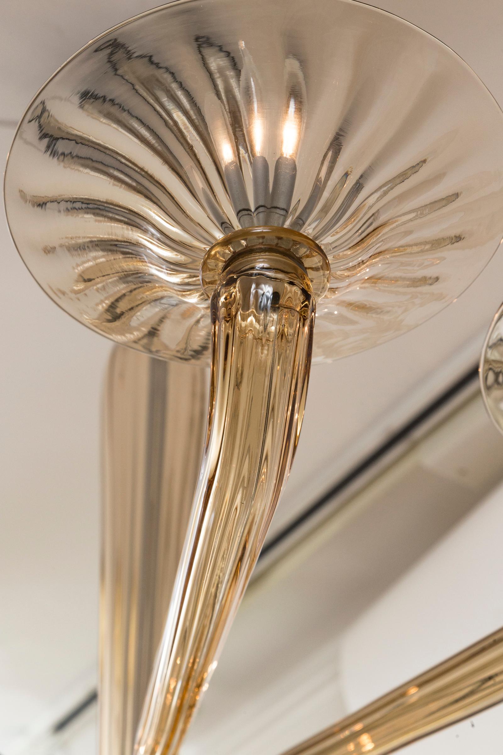 Blown Glass Smoke Blown Ten Arm Uplight Chandelier