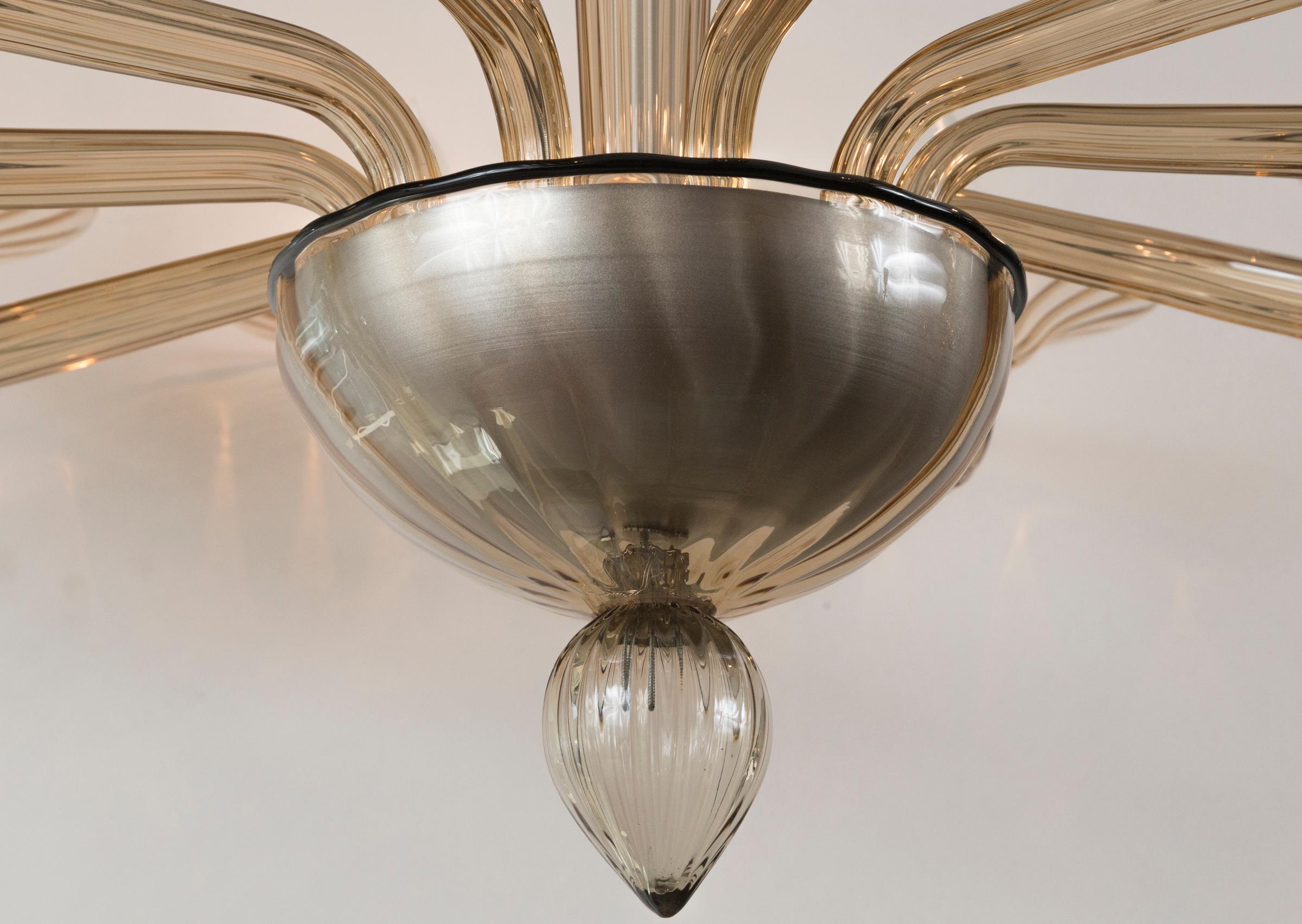 Smoke Blown Ten Arm Uplight Chandelier 1