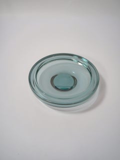 Smoke Blue Glass Centre Piece Dish by Göran Wärff for Kosta Boda, Sweden 1970s