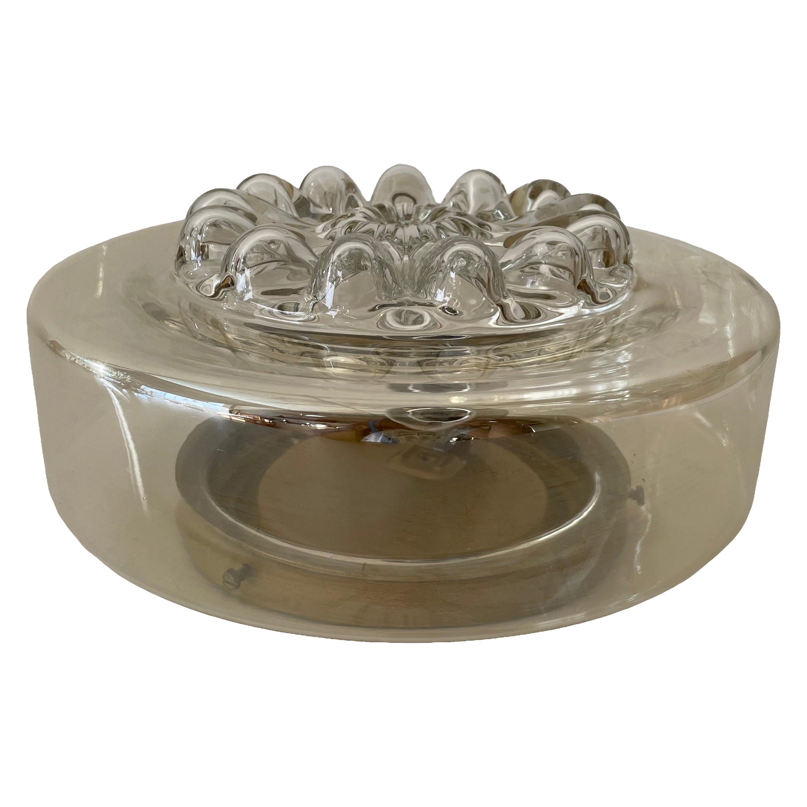 Lámpara de techo Smoke Bubble Glass Flush Mount de Peill Putzler, años 60, Alemania