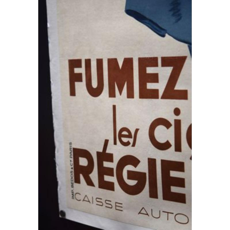 Smoke Cigarettes of the French Board Poster, 1935 (Französisch) im Angebot